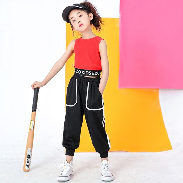 children hip hop clothing red vest running casual pants for girl kid jazz dance costume wear ballroom dancing clothes dqs4020, Black;red
children hip hop clothing red vest running casual pants for girl kid jazz dance costume wear ballroom dancing clothes dqs4020, Black;red