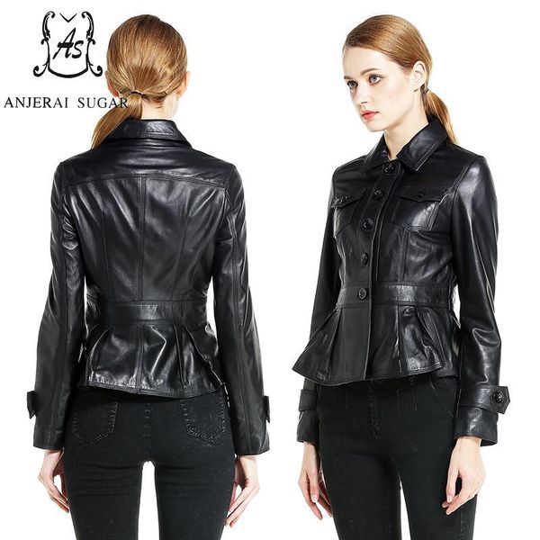 2017 women leather jacket coat black brown sheepskin genuine leather motorcycle female slim button pleated short jacket
2017 women leather jacket coat black brown sheepskin genuine leather motorcycle female slim button pleated short jacket