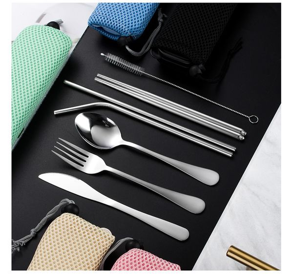 7pcs stainless steel cutlery set silverware with metal straw chopsticks storage case and bag spoon set
7pcs stainless steel cutlery set silverware with metal straw chopsticks storage case and bag spoon set