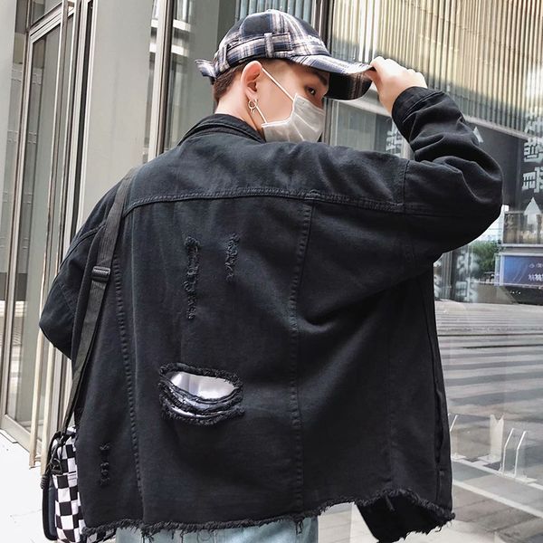 hong kong style with holes denim jacket korean-style casual youth cowboy men's coat, Black;brown
hong kong style with holes denim jacket korean-style casual youth cowboy men's coat, Black;brown