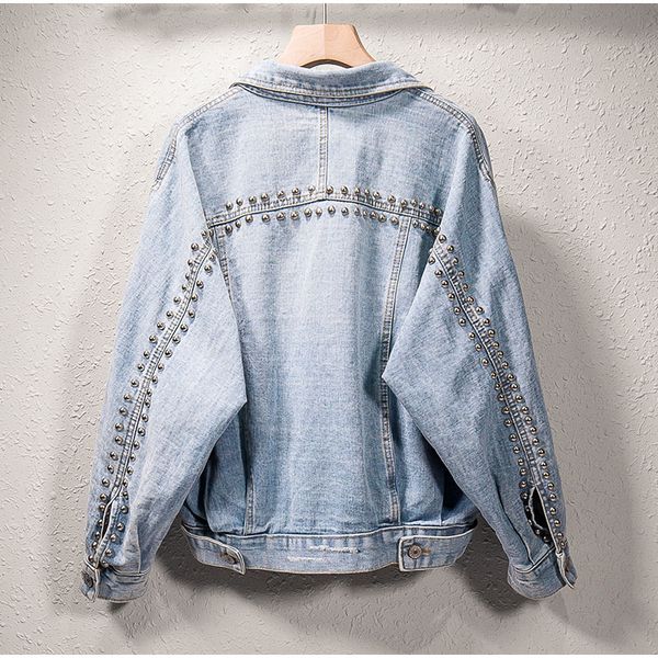 women's denim jacket streetwear loose oversize coat ripped studded rivet jeans jackets holes casual outerwear plus size xl-5xl, Black;brown
women's denim jacket streetwear loose oversize coat ripped studded rivet jeans jackets holes casual outerwear plus size xl-5xl, Black;brown