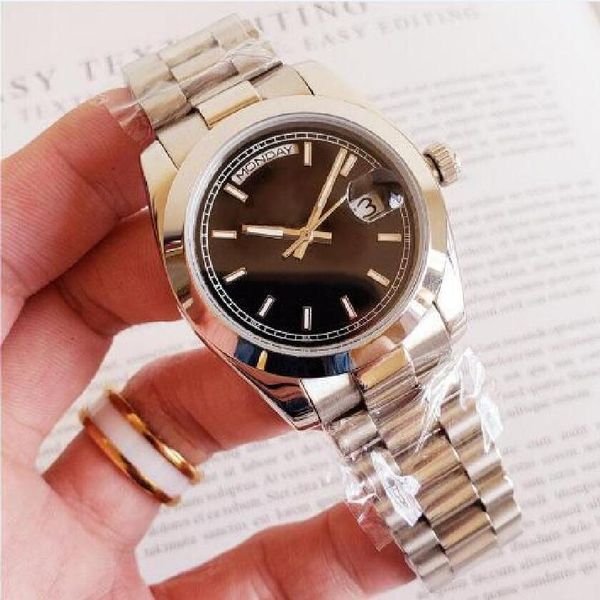 men women watch day date black dial stainless steel mens automatic movement mechnical orignal clasp designers wacthes, Slivery;brown
men women watch day date black dial stainless steel mens automatic movement mechnical orignal clasp designers wacthes, Slivery;brown