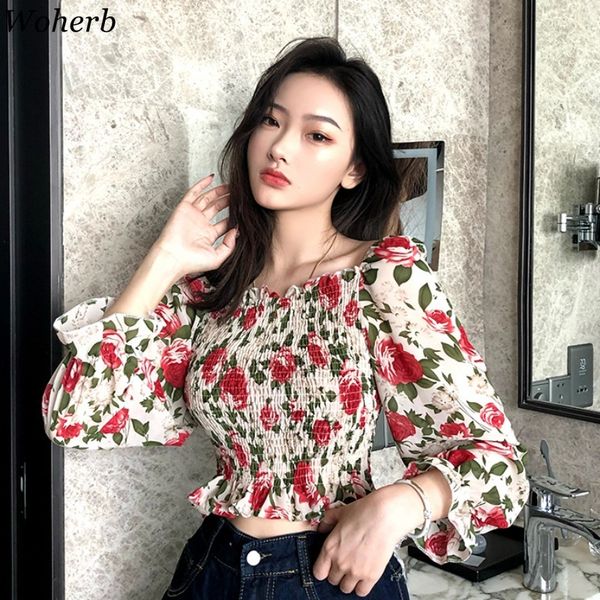 women's blouses & shirts woherb vintage slash neck long sleeve crop women floral print slim waist stretch korean fashion blouse 91, White
women's blouses & shirts woherb vintage slash neck long sleeve crop women floral print slim waist stretch korean fashion blouse 91, White