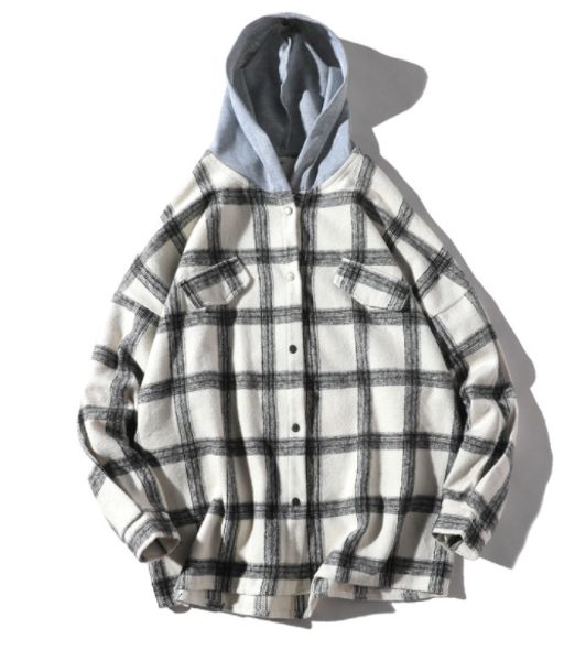 una reta men shirt with hooded autumn and spring new brand hip-hop lattice shirt coat men streetwear single breasted shirts, White;black
una reta men shirt with hooded autumn and spring new brand hip-hop lattice shirt coat men streetwear single breasted shirts, White;black