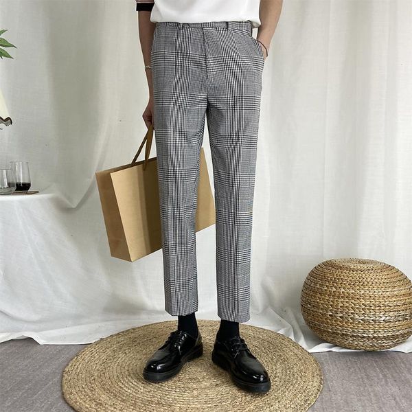 korean men plaid suit pants fashion formal business dress pants casual slim wedding trousers office social streetwear clothes, White;black
korean men plaid suit pants fashion formal business dress pants casual slim wedding trousers office social streetwear clothes, White;black
