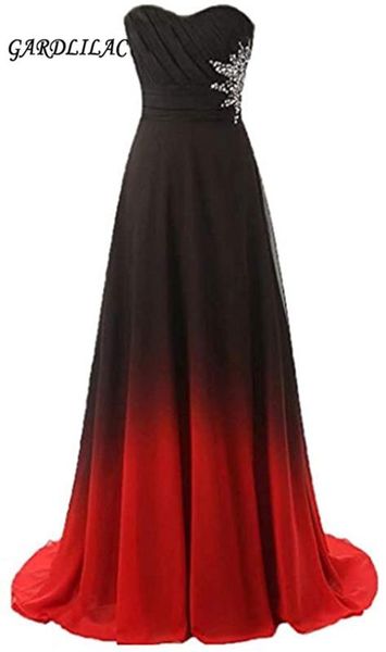 gardlilac 2020 womens sweetheart long evening dresses chiffon beaded black blue 4 color gradient formal prom party dress, White;black
gardlilac 2020 womens sweetheart long evening dresses chiffon beaded black blue 4 color gradient formal prom party dress, White;black
