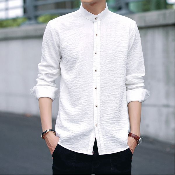 men's casual shirts 1pcs long sleeves plus size 2021 summer fashion cotton blend splicing stand collar young men, White;black
men's casual shirts 1pcs long sleeves plus size 2021 summer fashion cotton blend splicing stand collar young men, White;black