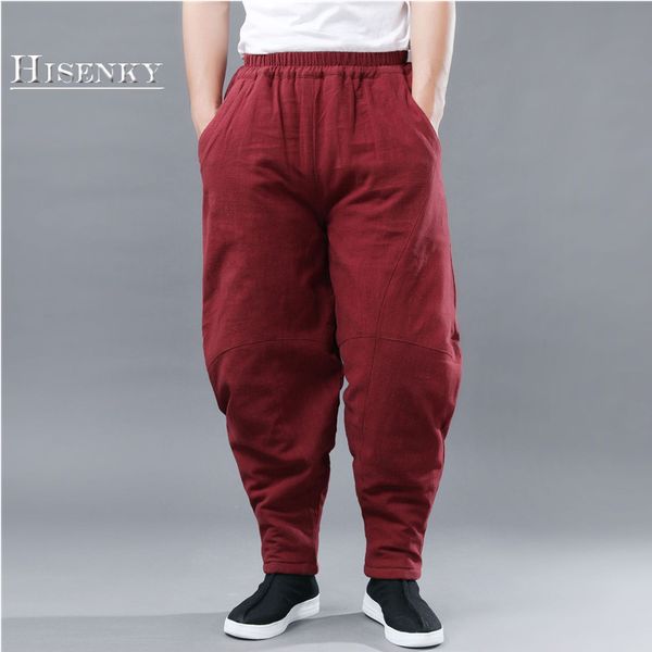 hisenky winter men's cotton-padded trousers elastic waist cotton linen trousers retro patchwork pants warm casual pants bottoms, Black
hisenky winter men's cotton-padded trousers elastic waist cotton linen trousers retro patchwork pants warm casual pants bottoms, Black