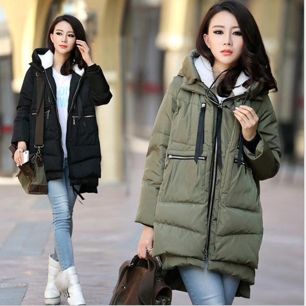 women's winter army green zipper big pocket jacket female thicken warm hooded outwear parkas cotton coat large size m-5xl, Black
women's winter army green zipper big pocket jacket female thicken warm hooded outwear parkas cotton coat large size m-5xl, Black