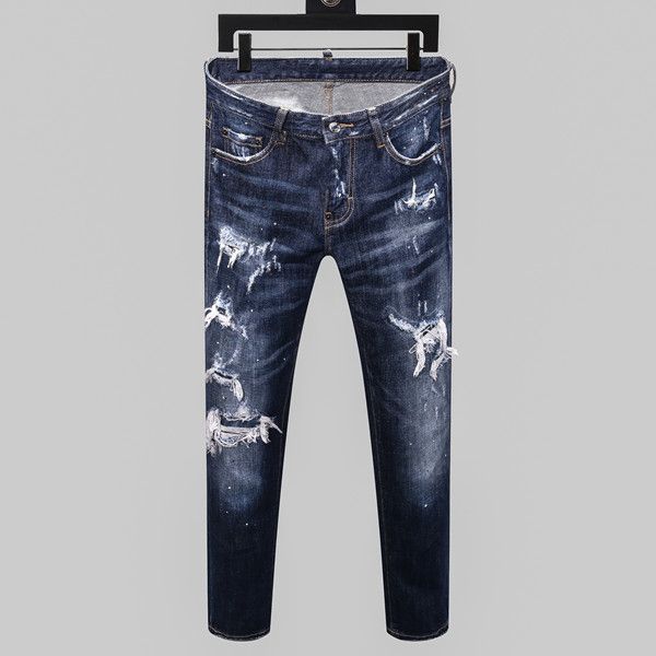 straight-length long jeans in the new european and american men's tattered trend in 2020, designed by famous masters, Blue
straight-length long jeans in the new european and american men's tattered trend in 2020, designed by famous masters, Blue
