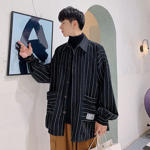 2020 spring and autumn new youth popular korean thin woolen coat fashion casual striped wild jacket coat black / brown m
2020 spring and autumn new youth popular korean thin woolen coat fashion casual striped wild jacket coat black / brown m