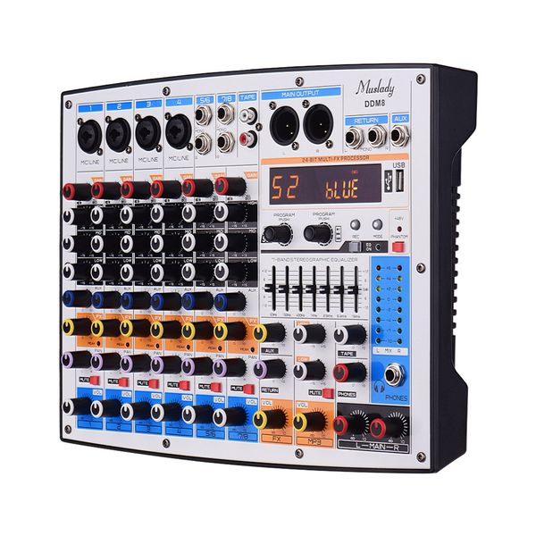 muslady ddm8 compact 8 channels mixer mixing console with 99 dsp effects electric music instrument mixer
muslady ddm8 compact 8 channels mixer mixing console with 99 dsp effects electric music instrument mixer
