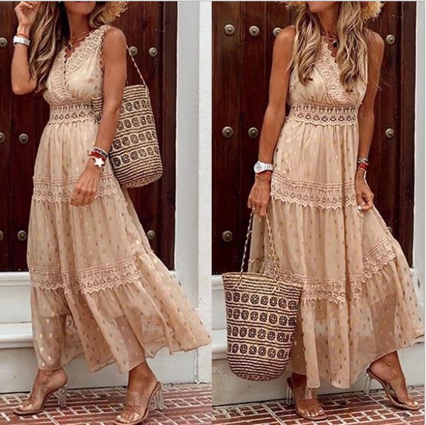 fashion dress v-neck sling dress maxi women summer sleeveless chiffon beach long dress robe, Black;gray
fashion dress v-neck sling dress maxi women summer sleeveless chiffon beach long dress robe, Black;gray