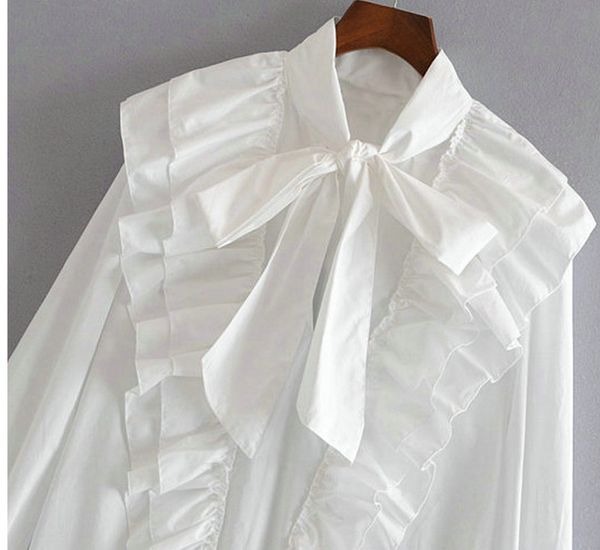 women ruffle white shirts cotton long sleeve solid bow tie neck elegant office ladies work wear blouses
women ruffle white shirts cotton long sleeve solid bow tie neck elegant office ladies work wear blouses