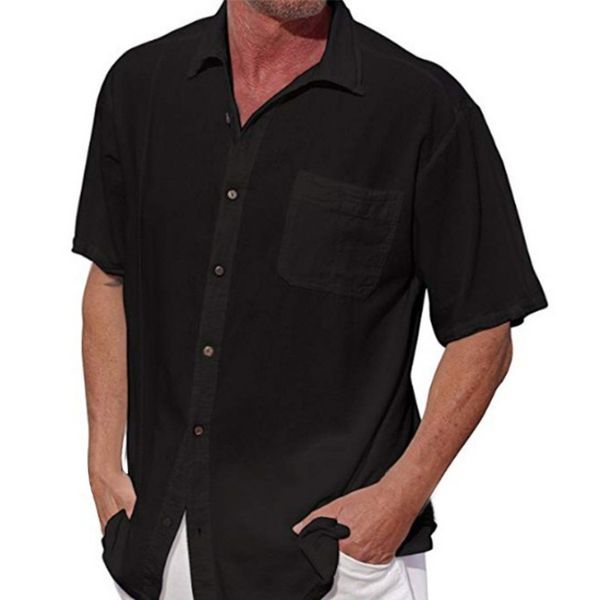 fashion men's shirts pocket short sleeve button lapel linen solid color casual shirt 2020 9, White;black
fashion men's shirts pocket short sleeve button lapel linen solid color casual shirt 2020 9, White;black