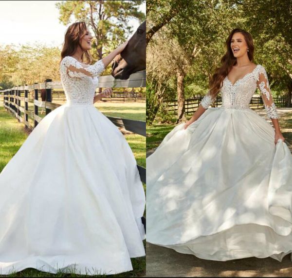 2020 country wedding dresses a line lace appliqued plunging neckline long sleeve boho wedding dress sweep train plus size vestidos de novia, White
2020 country wedding dresses a line lace appliqued plunging neckline long sleeve boho wedding dress sweep train plus size vestidos de novia, White