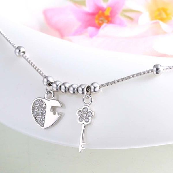 100% real 925 pure silver love lock key anklets chain beach foot jewelry barefoot sandals ankle bracelets for women girls c19041101, Red;blue 
100% real 925 pure silver love lock key anklets chain beach foot jewelry barefoot sandals ankle bracelets for women girls c19041101, Red;blue