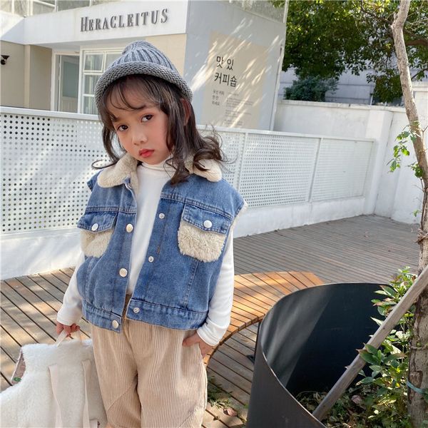 winter new arrival korean style cotton denim matching fur thickened all-match vest coat with fur collar for fashion girls boys, Blue
winter new arrival korean style cotton denim matching fur thickened all-match vest coat with fur collar for fashion girls boys, Blue