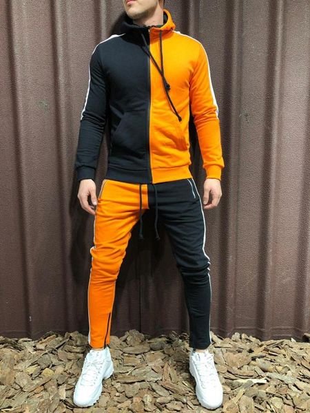 men's casual sports sets fashion matching color slimming european and american fitness hoodie sets, Gray
men's casual sports sets fashion matching color slimming european and american fitness hoodie sets, Gray