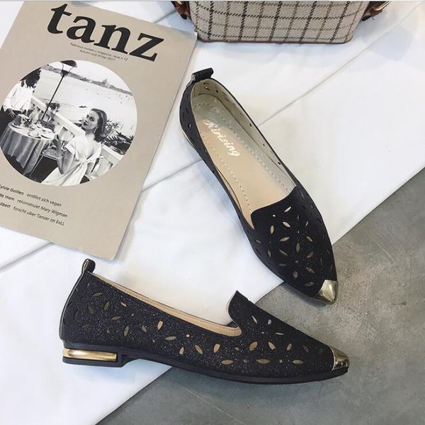 spring/summer 2019 women's flat shoes with pointed toes and a shallow opening, Black
spring/summer 2019 women's flat shoes with pointed toes and a shallow opening, Black