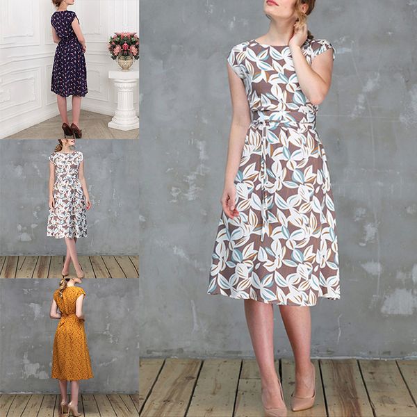 women's floral print short sleeve lace-up belt long fashion vintage dress, Black;gray
women's floral print short sleeve lace-up belt long fashion vintage dress, Black;gray