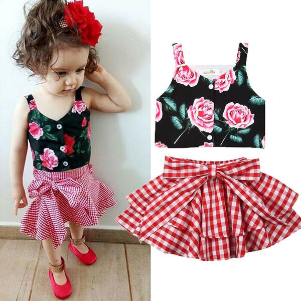2pcs toddler kid baby girl clothes sets sleeveless rose vest plaid bowknot ruffles skirts outfits 1-6y clothes, White
2pcs toddler kid baby girl clothes sets sleeveless rose vest plaid bowknot ruffles skirts outfits 1-6y clothes, White