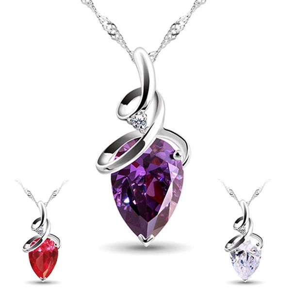 fashion-ot women's twist waterdrop zircon pendent chain choker charm necklace jewelry, Silver
fashion-ot women's twist waterdrop zircon pendent chain choker charm necklace jewelry, Silver