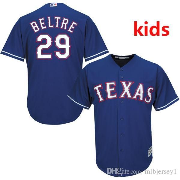 youth/ kid's texas adrian beltre royal cool base baseball jersey, Black;blue 
youth/ kid's texas adrian beltre royal cool base baseball jersey, Black;blue