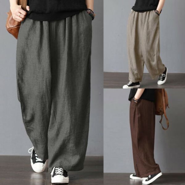 fashion men women elastic waist soft cotton linen long pants loose wide leg pants fit casual trousers plus size, Black
fashion men women elastic waist soft cotton linen long pants loose wide leg pants fit casual trousers plus size, Black