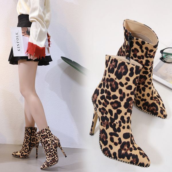 plus size 32 33 to 40 41 42 chic leopard prints high heel ankle boots fashion luxury designer women shoes, Black
plus size 32 33 to 40 41 42 chic leopard prints high heel ankle boots fashion luxury designer women shoes, Black