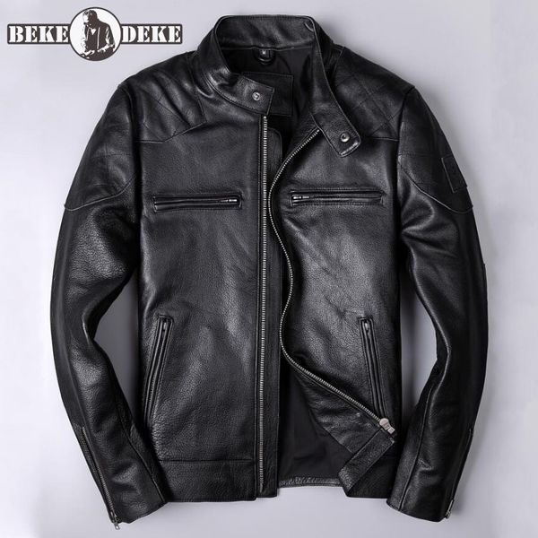 men's leather & faux autumn punk motorcycle jackets male slim fit zipper stand collar genuine jacket coat men streetwear retro outerwe, Black
men's leather & faux autumn punk motorcycle jackets male slim fit zipper stand collar genuine jacket coat men streetwear retro outerwe, Black