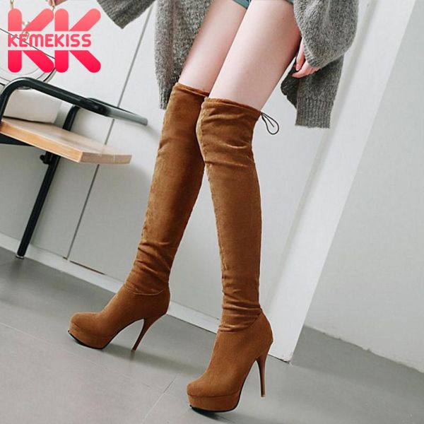 kemekiss plus size 32-48 women over knee boots winter keep warm comfort soft stretch shoes women high platform thin heels, Black
kemekiss plus size 32-48 women over knee boots winter keep warm comfort soft stretch shoes women high platform thin heels, Black