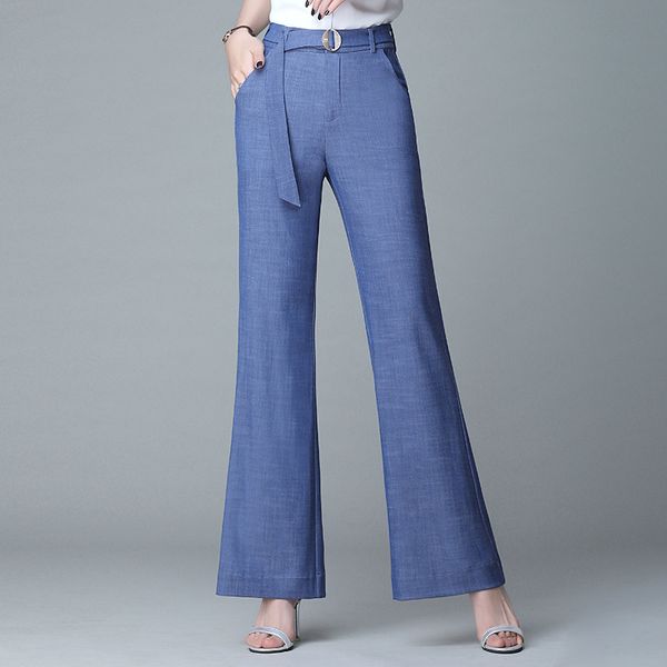 women clothes tencel wide leg jeans female loose pants new korean sense of ice silk casual pants micro long, Blue
women clothes tencel wide leg jeans female loose pants new korean sense of ice silk casual pants micro long, Blue