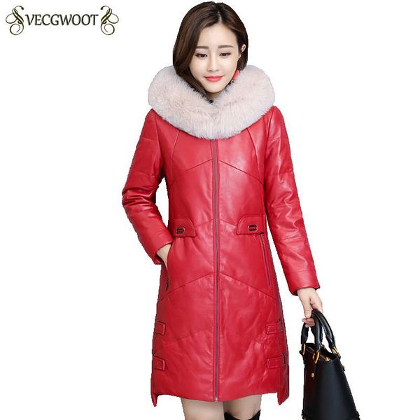 medium long thicker warm women genuine leather down jacket 2018 fashion new females parkas hooded fur collar coat elegant pr387, Black
medium long thicker warm women genuine leather down jacket 2018 fashion new females parkas hooded fur collar coat elegant pr387, Black