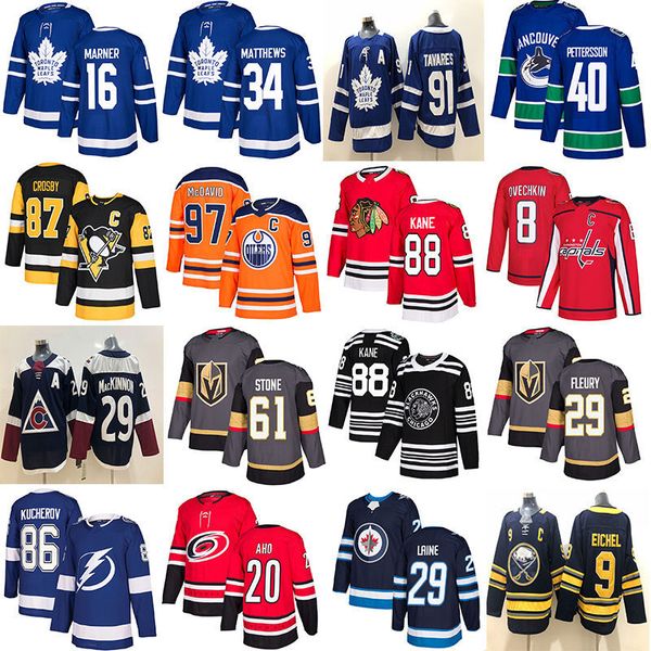 

2019 toronto maple leafs jersey vancouver canucks 40 pettersson edmonton oilers 97 vegas golden knights 29 marc-andre fleury hockey jerseys, Black;red