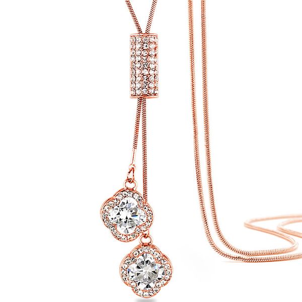 clover crystal zircon pendant necklace female european and american fashion long hair chain headpiece gifts to lovers, Silver
clover crystal zircon pendant necklace female european and american fashion long hair chain headpiece gifts to lovers, Silver