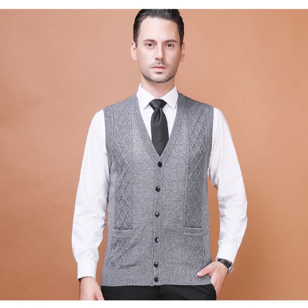 autumn winter men's casual wool sweater cardigan sleeveless buttons down basic knit vest fashion v-neck man sweaters, Black;white
autumn winter men's casual wool sweater cardigan sleeveless buttons down basic knit vest fashion v-neck man sweaters, Black;white