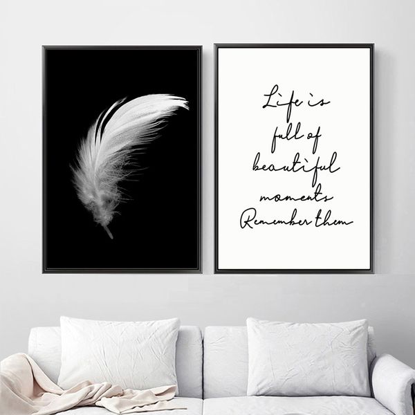 posters and prints canvas feather quote painting wall art black white pictures for living room nordic minimalist decoration
posters and prints canvas feather quote painting wall art black white pictures for living room nordic minimalist decoration