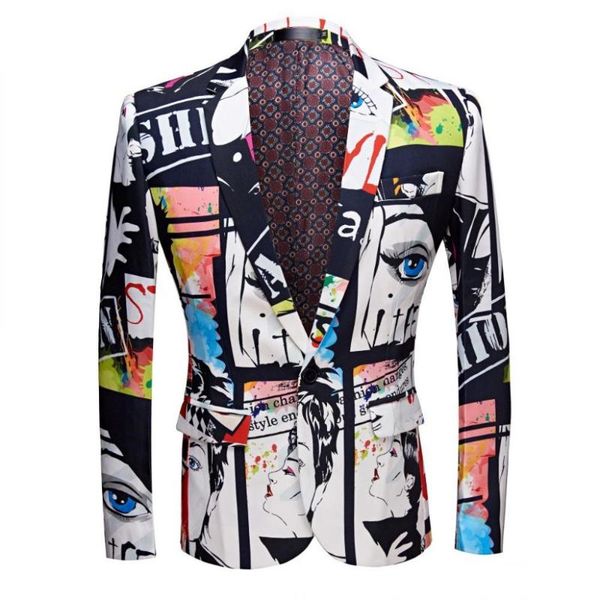 men's suits & blazers men blazer jacket masculino hip hop print hombre casual suit slim fit party coat, White;black
men's suits & blazers men blazer jacket masculino hip hop print hombre casual suit slim fit party coat, White;black