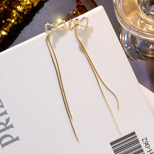 korean temperament simple zircon bow long tassel silver needle earrings fashion exquisite women girl jewelry accessories
korean temperament simple zircon bow long tassel silver needle earrings fashion exquisite women girl jewelry accessories