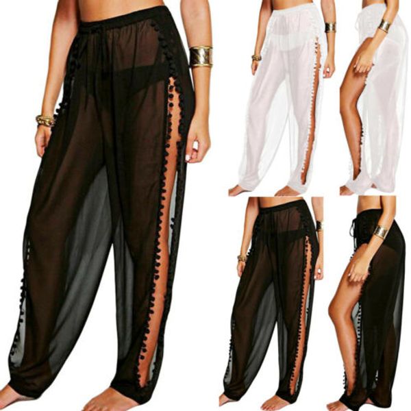 womens beach chiffon sheer split loose white loose transparent summer beach wear long pants female swimwear trousers, Black;white
womens beach chiffon sheer split loose white loose transparent summer beach wear long pants female swimwear trousers, Black;white