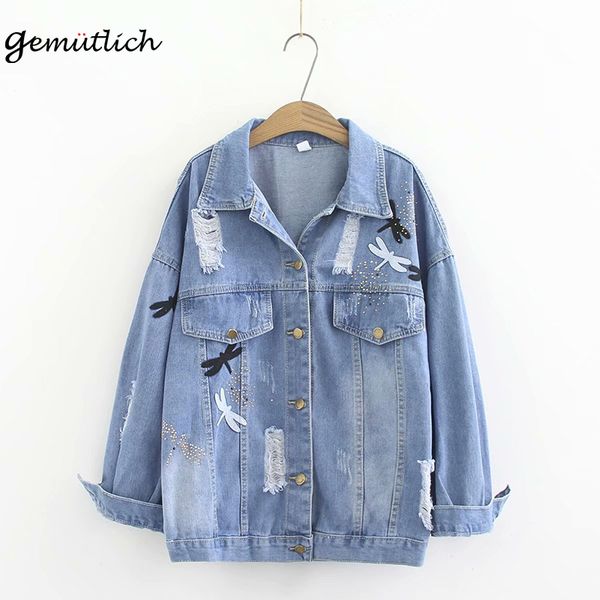 2019 gemutlich women big size denim jacket casual loose spring new outwear fashion appliques hole cowboy coat, Black;brown
2019 gemutlich women big size denim jacket casual loose spring new outwear fashion appliques hole cowboy coat, Black;brown
