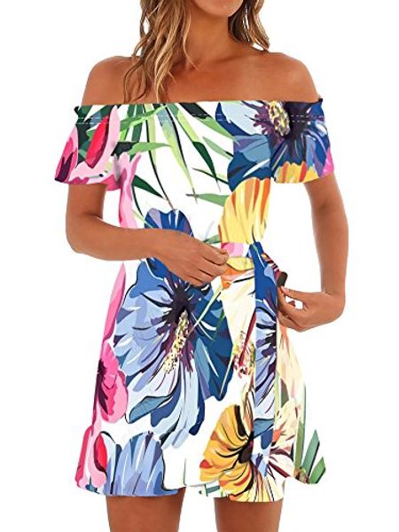 klousilover womens off the shoulder dresses summer strapless beach floral mini dress, Black;gray
klousilover womens off the shoulder dresses summer strapless beach floral mini dress, Black;gray
