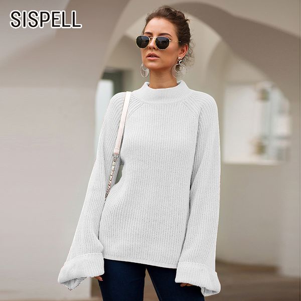 sispell autumn thick jumper sweater women turtleneck flare sleeve loose korean knitting sweaters female 2019 fashion new clothes, White;black
sispell autumn thick jumper sweater women turtleneck flare sleeve loose korean knitting sweaters female 2019 fashion new clothes, White;black