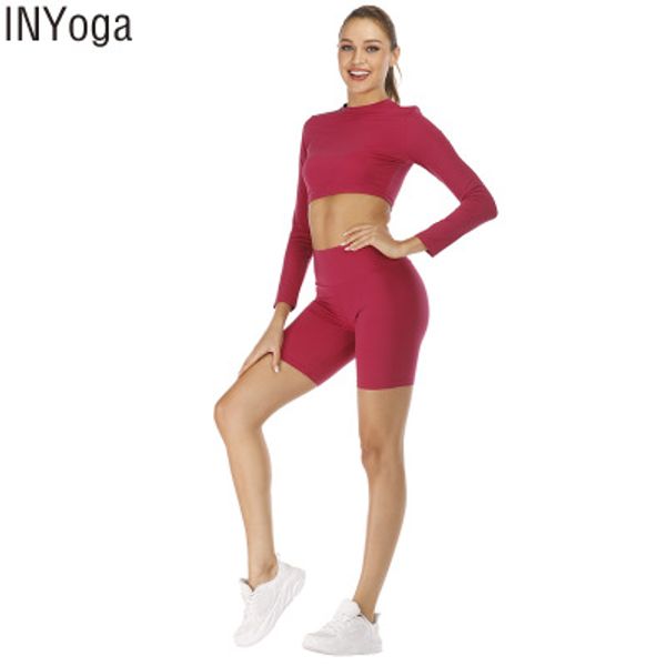 2019 women yoga set 2pcs solid long sleeve crop t-shirt stretch shorts leggings gym fitness running athletic sportswear, White;black
2019 women yoga set 2pcs solid long sleeve crop t-shirt stretch shorts leggings gym fitness running athletic sportswear, White;black