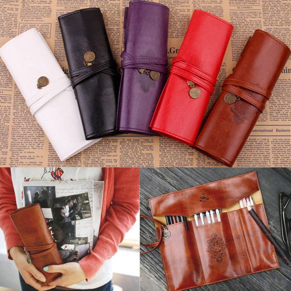 new style roll pu leather purse pouch makeup pencil case cosmetic bag retro 
new style roll pu leather purse pouch makeup pencil case cosmetic bag retro