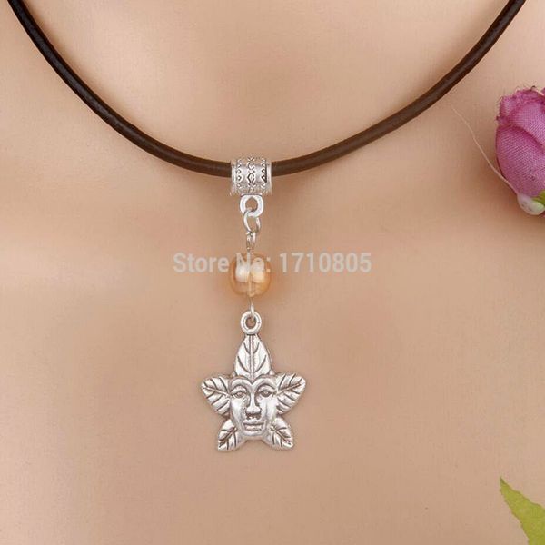 10pcs alloy ancient silver expression star multicolor glass bead charm pendant leather rope necklace women jewelry valentine's day pres
10pcs alloy ancient silver expression star multicolor glass bead charm pendant leather rope necklace women jewelry valentine's day pres