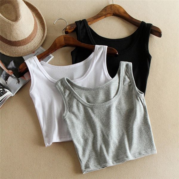 sleeveless u crop summer slim render short tank solid black/white/gray crop vest tube 3color, White;black
sleeveless u crop summer slim render short tank solid black/white/gray crop vest tube 3color, White;black