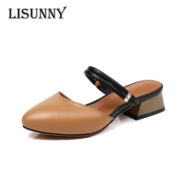 lisunny women slippers summer 2019 fashion solid genuine leather women sandals lady flip flops mid heel shoes large size 34-43, Black
lisunny women slippers summer 2019 fashion solid genuine leather women sandals lady flip flops mid heel shoes large size 34-43, Black