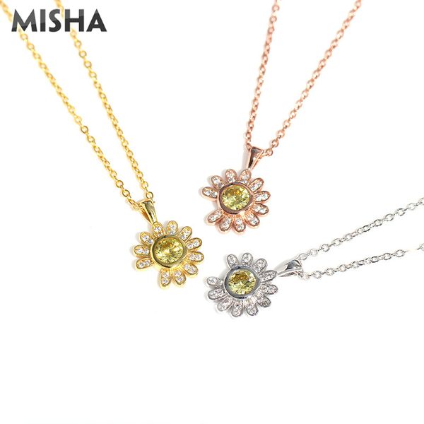 misha fashion necklace women ladies simulation gems necklace daisy design wedding birthday gifts 2359, Silver